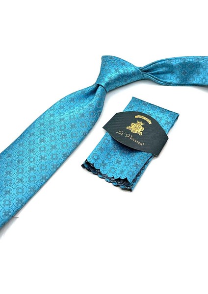 Cam Göbeği Motif Desen Mendilli Klasik Kravat KK12839