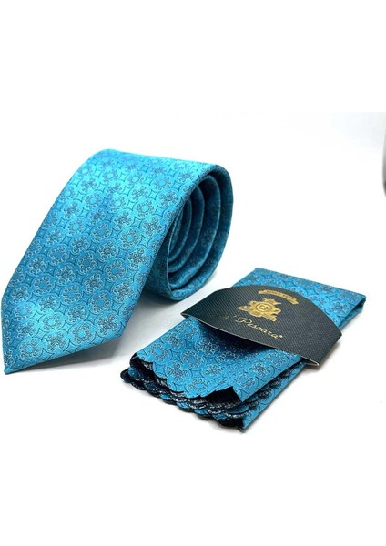 Cam Göbeği Motif Desen Mendilli Klasik Kravat KK12839