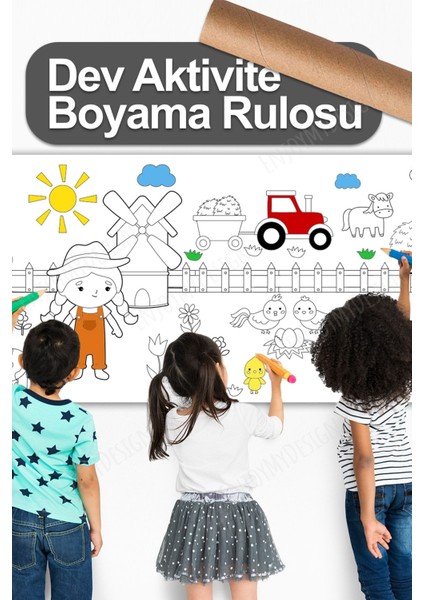 Çiftlik Temalı Aktivite Boyama Kağıdı 2.5 Metre Rulo - Bebek ve Çocuk Için Eğitici Aktivite Kağıdı modelleri