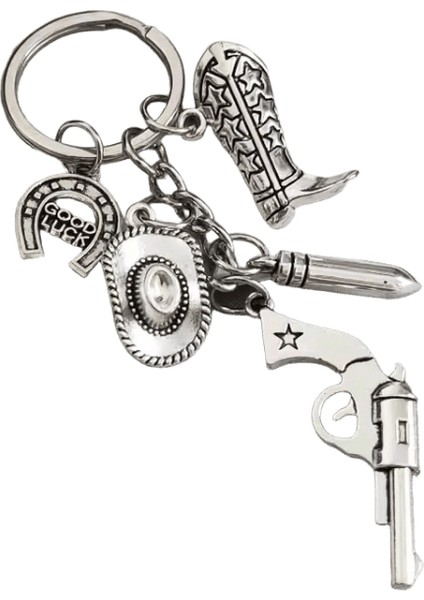 Western Kovboy Anahtarlık Kovboy Şapkası Çizme Texas Çiftlik Anahtarlık Metal Anahtarlık Enfes Hediyerenk:antik Gümüş (Yurt Dışından)
