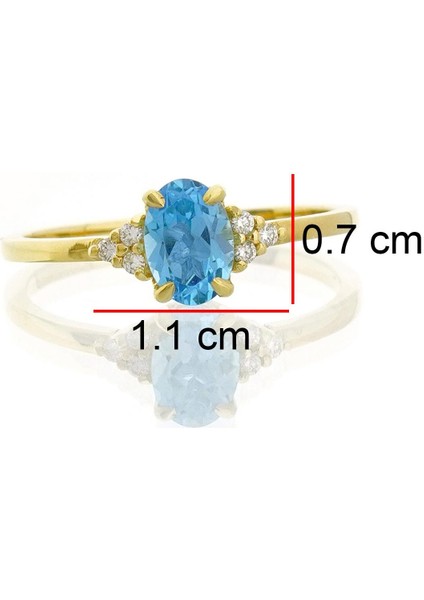 Blue Topaz Oval Tektaş Pırlanta Yüzük indirimleri