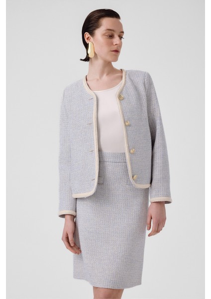 Açık Mavi Gold Düğmeli Tüvit Kadın Ceket fiyatları