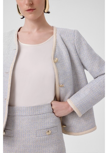 Açık Mavi Gold Düğmeli Tüvit Kadın Ceket fırsatları