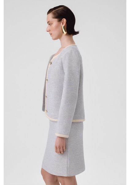 Açık Mavi Gold Düğmeli Tüvit Kadın Ceket indirimleri