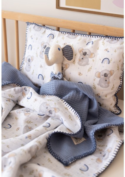 Waffle Müslin Pike Örtü 100X100 & Yastık Kılıfı 35X45 %100 Pamuk Oeko-Teks Sertifikalı