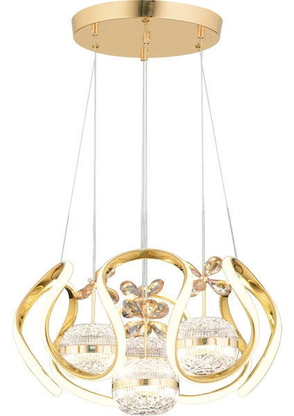 Harlem 3 Renk Ledli K.d Avize Gold Kaplama No:08