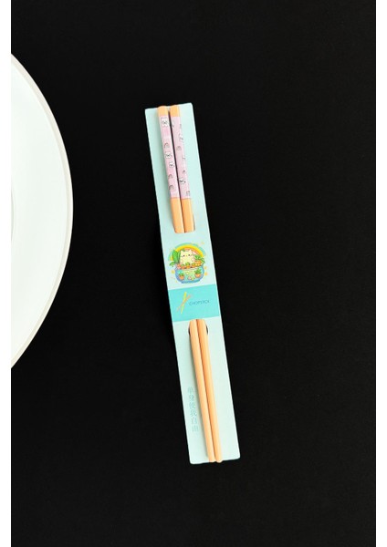 Desenli Figürlü Metal Chopstick Turuncu