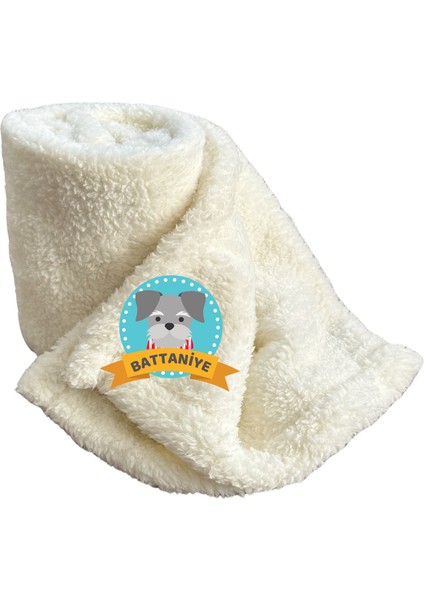 Kedi Köpek Battaniyesi Premium Peluş Evcil Hayvan Uyku Battaniyesi Yıkanabilir Krem