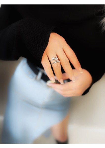 Sarmaşık Black Rodhium Baget Safir Zircone Taşlı Gümüş Yüzük