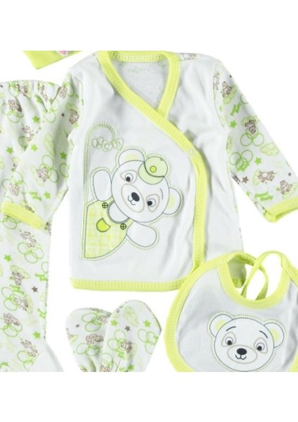 Pamuklu Bebek 5'li Zıbın Seti Panda Nakışlı Hastane Çıkışı