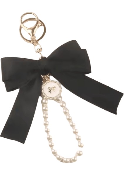 Moda Büyük Ilmek Şerit Inci Anahtarlık Kadın Çok Renkli Dıy Anahtar Kolye Asılı Süs Tatlı Çanta Aksesuarları (Yurt Dışından)