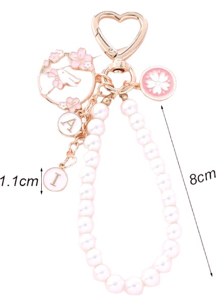 Kore Tatlı Kiraz Çiçeği Tavşan Anahtarlık Kadınlar Için Yaratıcı Dokuma Inci Anahtarlık Çanta Kulaklık Kılıfı Kolye Takı (Yurt Dışından)