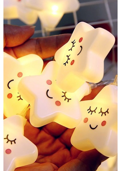 LED Işıklı Gülen 10 Yıldız Dizeleri 2 Metre Şirin Loş Gece Oda Lambası fiyatları