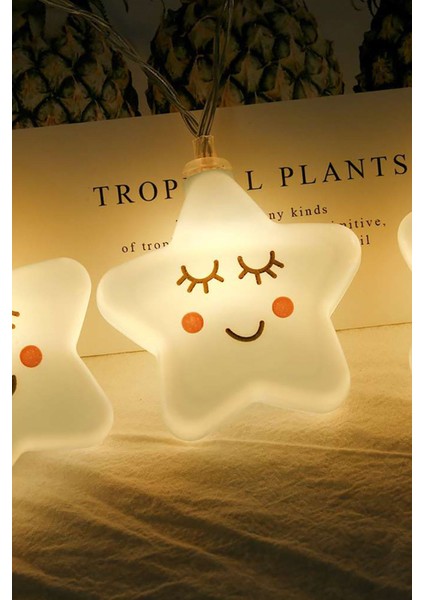 LED Işıklı Gülen 10 Yıldız Dizeleri 2 Metre Şirin Loş Gece Oda Lambası fırsatları