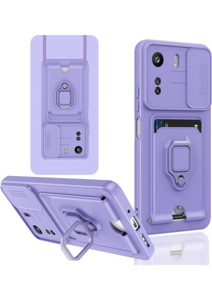 Xiaomi Poco C65 Kılıf Zuma Kamera Sürgülü Kartvizitli Ipli Silikon Kılıf