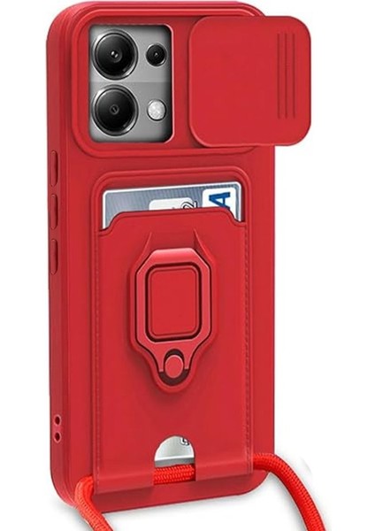 Xiaomi Poco X6 Kılıf Zuma Kamera Sürgülü Kartvizitli Ipli Silikon Kılıf