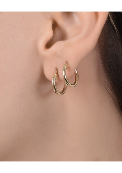 Halka Düz Desenli Küpe 14 Ayar Altın fiyatları