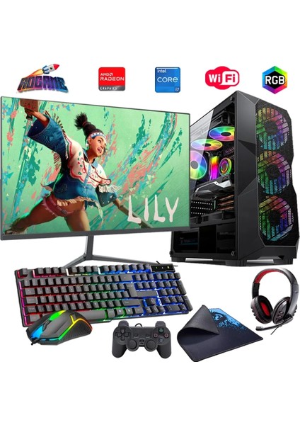 I7 14700F 16GB Ddr4 512GB M2 8gb RX580 24" Monitörlü Oyun Bilgisayarı (Gaming Set)