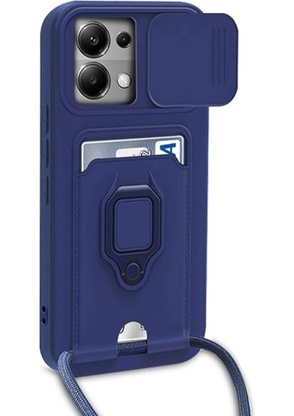 Xiaomi Poco X6 Kılıf Zuma Kamera Sürgülü Kartvizitli Ipli Silikon Kılıf