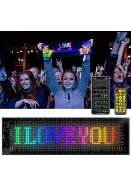 37X11 cm LED Panel Yazı Yazan Telefon Kontrollü LED Ekran Kamyon Otobüs Iş Araba Cam Duvar Reflektör fırsatları