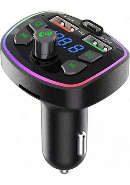 FM Araç Transmitter Bluetooth SD Card Şarj Müzik Radyo Mikrofon Araç İçi Çakmaklık Şarj ve Ses Cihaz