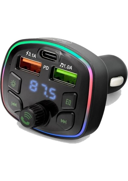 FM Araç Transmitter Bluetooth SD Card Şarj Müzik Radyo Mikrofon Araç İçi Çakmaklık Şarj ve Ses Cihaz