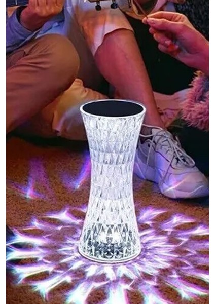 Masaüstü Şarjlı Dokunmatik Kristal Görünümlü LED Işık 16 Renkli Dekoratif LED Romantik Anlar Işığı