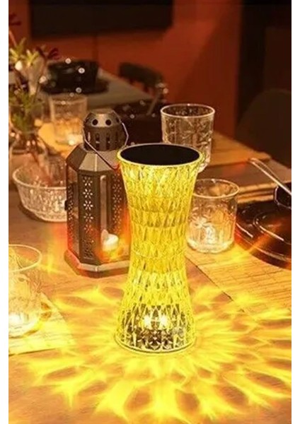Masaüstü Şarjlı Dokunmatik Kristal Görünümlü LED Işık 16 Renkli Dekoratif LED Romantik Anlar Işığı indirimleri