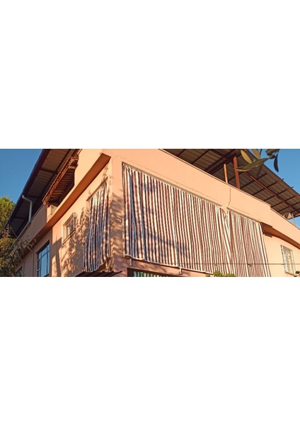 Her Ölçüde Enxboy Seçenekli Bağcıklı Çizgili Balkon Perdesi Balkon Brandası