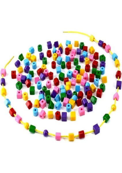 60 Parça Geometrik Şekiller Ipe Boncuk Dizme Koordinasyon Renk Algı Eğitici Oyuncak Popit fiyatları