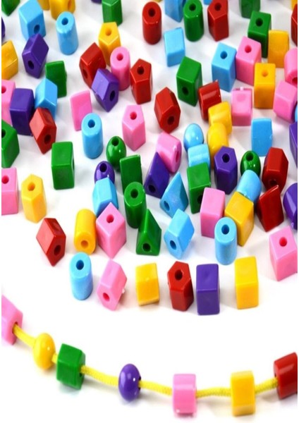 60 Parça Geometrik Şekiller Ipe Boncuk Dizme Koordinasyon Renk Algı Eğitici Oyuncak Popit modelleri