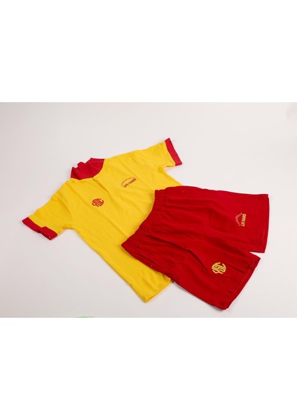 Cankurtaran Şort -Polo Yaka Thşort Takımı Terletmez Kumaş - Sarı - Xl