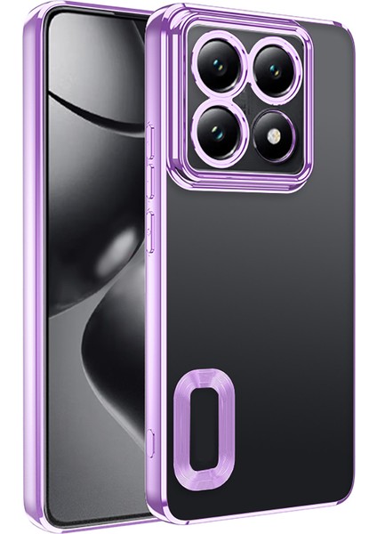 Xiaomi Mi 14T Pro Kılıf Parlak Kenarlı Logo Çerçeveli Kamera Korumalı Omega Silikon Kılıf