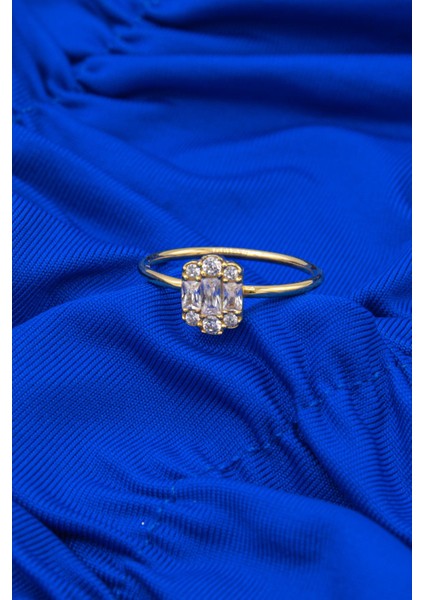 14 Ayar Altın Kenar Taşlı Baget Yüzük indirimleri