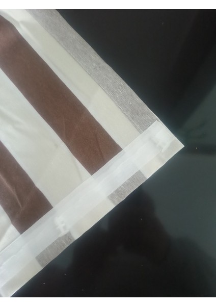 Her Ölçüde Enxboy Seçenekli Bağcıklı Çizgili Balkon Perdesi Balkon Brandası