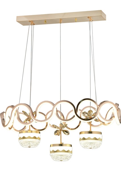 Harlem 3 Renk Ledli K.d Avize Gold Kaplama No:10