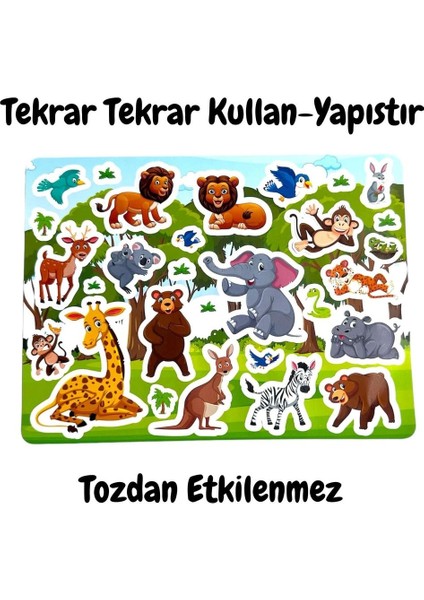 Lino Tekrar Tekrar Kullanılabilen Stıcker Anımal Paradıse modelleri