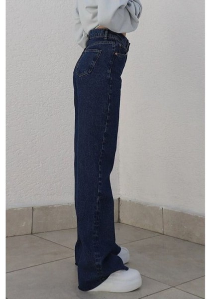 Camelia Gold Ikon 90's Koyu Mavi Lacivert Yüksek Bel Palazzo Salaş Jean Pantolon modelleri