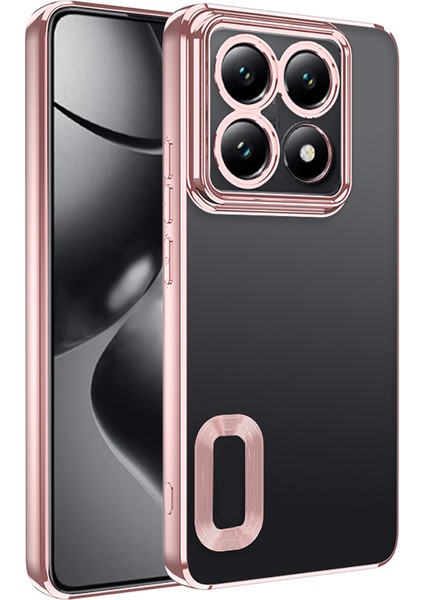 Xiaomi Mi 14T Pro Kılıf Parlak Kenarlı Logo Çerçeveli Kamera Korumalı Omega Silikon Kılıf
