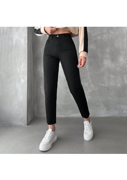 Andrea Siyah Mom Jeans Boyfirend Kot Pantolon fiyatları