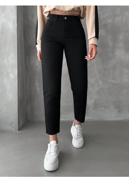 Andrea Siyah Mom Jeans Boyfirend Kot Pantolon indirimleri