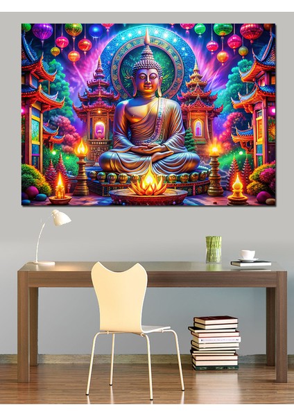 Mumlar ve Buda Heykeli Dekoratif Kanvas - Mdf Ahşap Tablo fırsatları