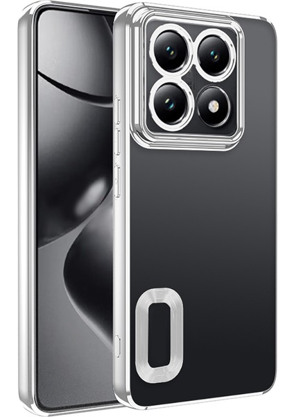 Xiaomi Mi 14T Pro Kılıf Parlak Kenarlı Logo Çerçeveli Kamera Korumalı Omega Silikon Kılıf