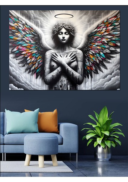 Nü Melek Dekoratif Kanvas - Mdf Ahşap Tablo