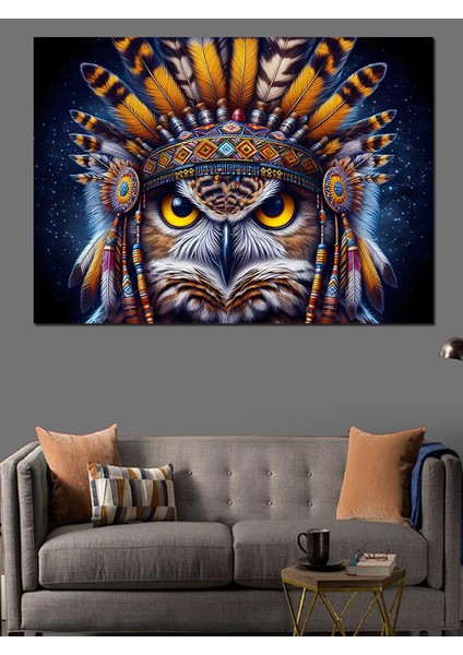 Kızılderili Baykuş Dekoratif Kanvas - Mdf Ahşap Tablo modelleri