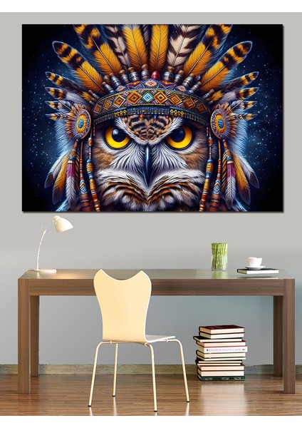 Kızılderili Baykuş Dekoratif Kanvas - Mdf Ahşap Tablo fırsatları