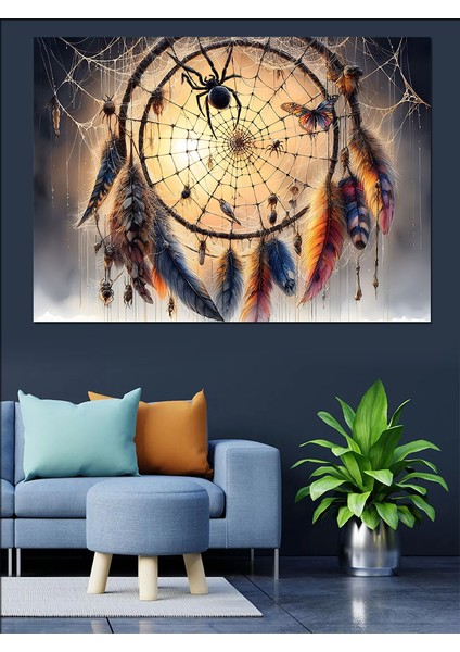 Düş Kapanındaki Örümcek Dekoratif Kanvas - Mdf Ahşap Tablo