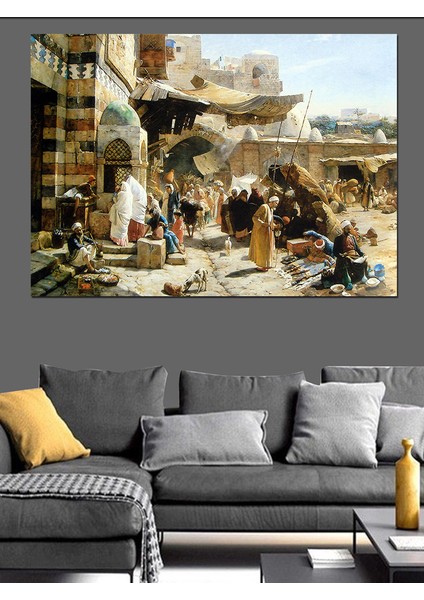 Osmanlıda Pazar Dekoratif Kanvas - Mdf Ahşap Tablo