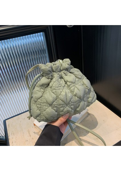 Pileli Bulutlar Çanta Kadın Çanta Linger Ipli Kova Çanta Naylon Küçük Nimet Çanta Hafif Omuz Crossbody Çanta (Yurt Dışından)