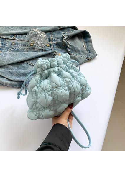 Pileli Bulutlar Çanta Kadın Çanta Linger Ipli Kova Çanta Naylon Küçük Nimet Çanta Hafif Omuz Crossbody Çanta (Yurt Dışından)